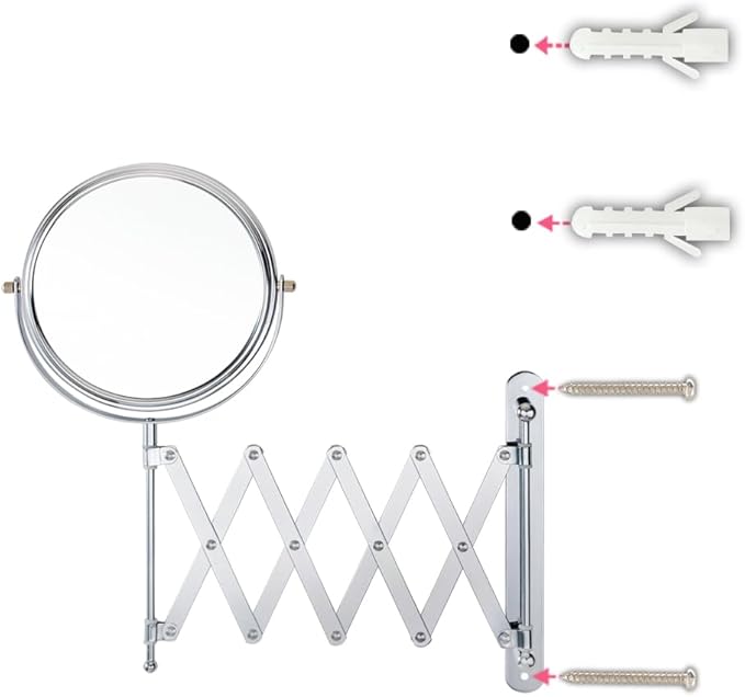 Welllink 8Inch XL Wall Mounted Bathroom Mirror, 1X/7X Magnification,