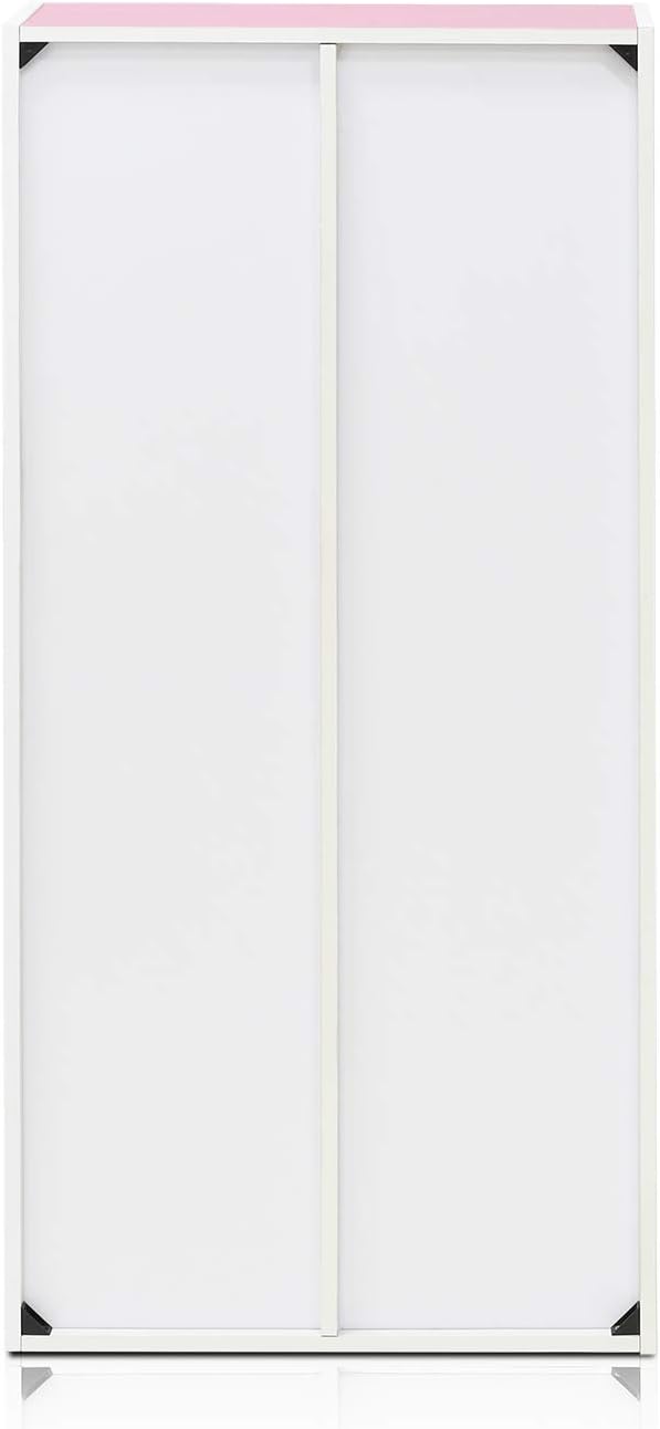 Furinno LUDER Book Shelf, 7-Cube Bookshelf, Bookcase, 9.4 x 19.5 x 41.7, for Living Room, Bedroom, Home Office, White/Pink
