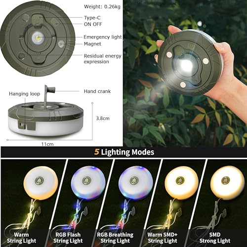 Camping Lights String Camp Lantern Better Retractable Waterproof Glowmate 4 in 1 Camp String Lights for Tent with 8 Modes 32.5ft LED Camp Lamp Necessities Decor Holiday Gifts for Christmas Halloween