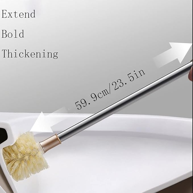Toilet Bowl Cleaning Brush and Holder Set for Bathroom Storage and Organization, Plunger and Bowl Brush Combo for Bathroom Cleaning, Strong Bristles (2 Brush,1 Holder), Golden, 48x21x13, kfp