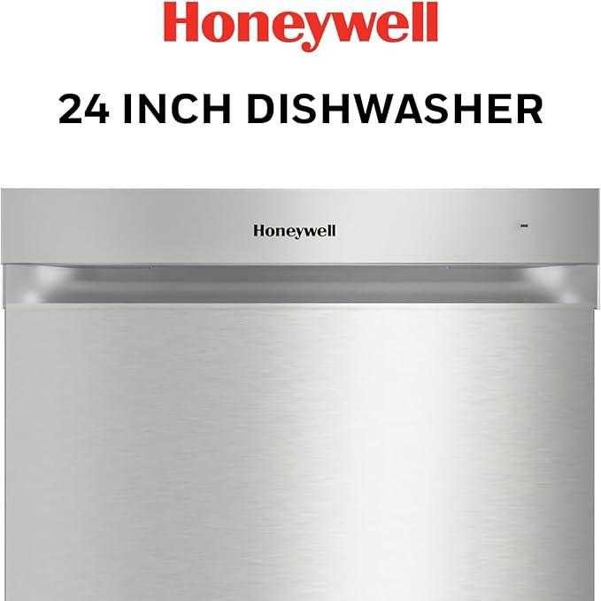 Honeywell 24 Inch Dishwasher with 12 Place settings, 7 Washing Cycles, Stainless Steel and Plastic Tub, UL/Energy Star- Stainless Steel