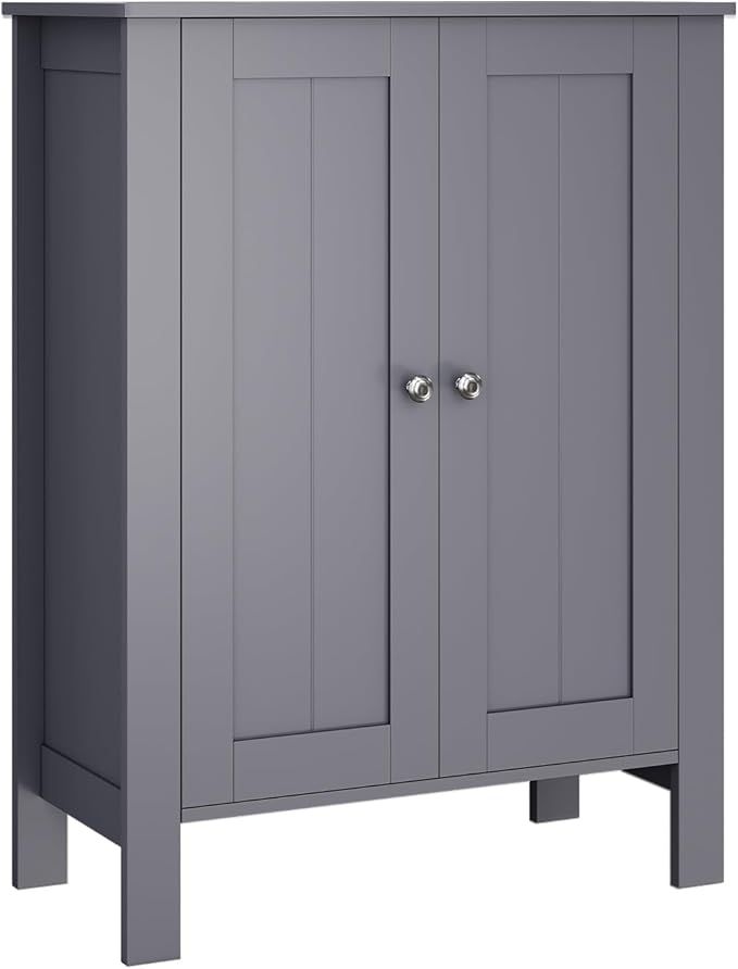 Bathroom Cabinet, Modern Bathroom Floor Storage Cabinet, Freestanding Organizer with Adjustable Shelves & Double Doors, 3-Tier Home Living Room Furniture