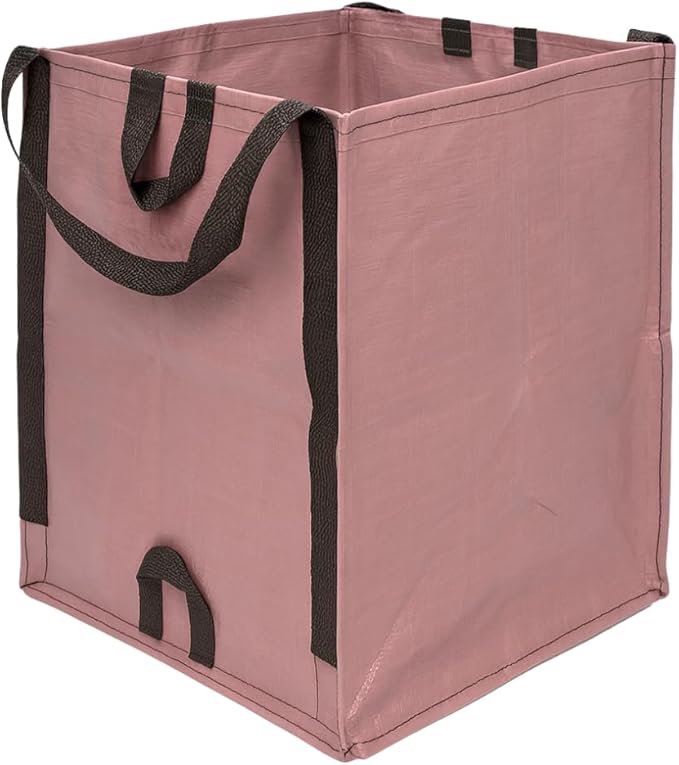 DURASACK Heavy Duty Home and Yard Bags 48-Gallon Reusable Self-Standing Lawn and Leaf Bags Garbage Can with Reinforced Handles, Mauve, 3 Pack