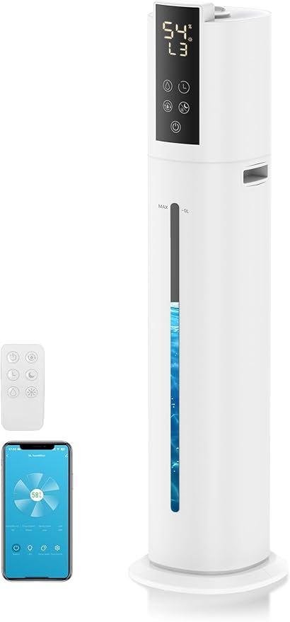 9L/2.38Gal Smart Humidifiers For Large Room,30dB Quiet Whole House Humidifier,Cover Up To 600ft² App/Remote Control,Humidifier For Bedroom,Humidifiers With Essential Oil Diffuser,12 H Timer,White