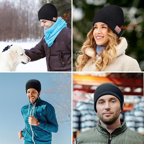 Greatfine Bluetooth Beanie, Beanie with Bluetooth Headphones HD Stereo for Men/Women/Teen, Unique Tech Gift for Christmas