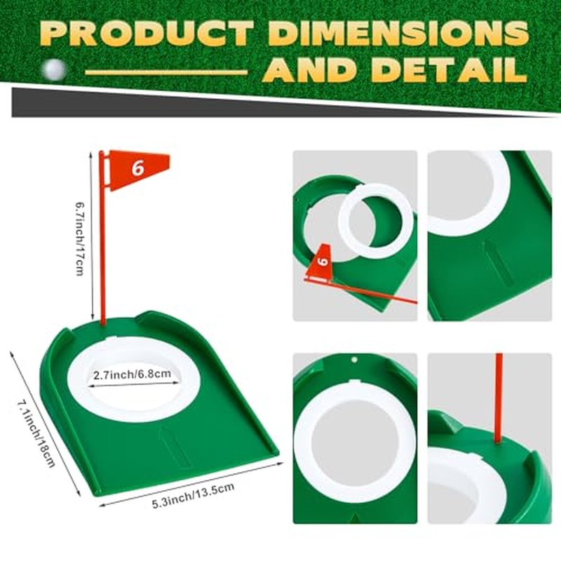 Sotiff 3 Pcs Golf Putting Practice Cup Hole Training Aids Golf Accessories Training Putters with Plastic Flag for Adult Office Garage Yard Indoor Outdoor Practice (Red)