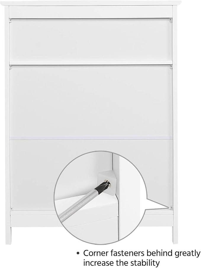 Yaheetech Bathroom Floor Storage Cabinet, Wooden Free Standing Storage Organizer with 2 Doors & Adjustable Shelves, for Living Room Hallway, White