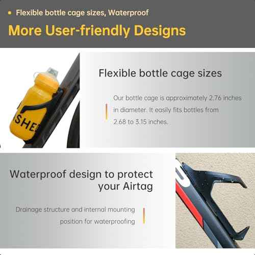 Air Tracker Tag Bike Mount Hidden on Water Bottle Holder, Universal MTB Road Bike Anti-Theft GPS Tracker, Waterproof Holder & Drink Cup Cage for All Bicycle, Stealth Durable Plastic Bracket
