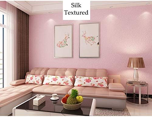 Cohoo Home 512inL 15.7inW Silk Pink Wallpaper Peel and Stick Contact Paper Pink
