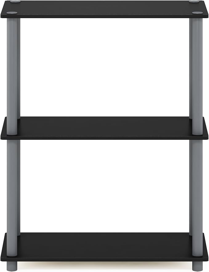 Furinno Turn-N-Tube Display Rack, 3-Tier Single, Black/Grey