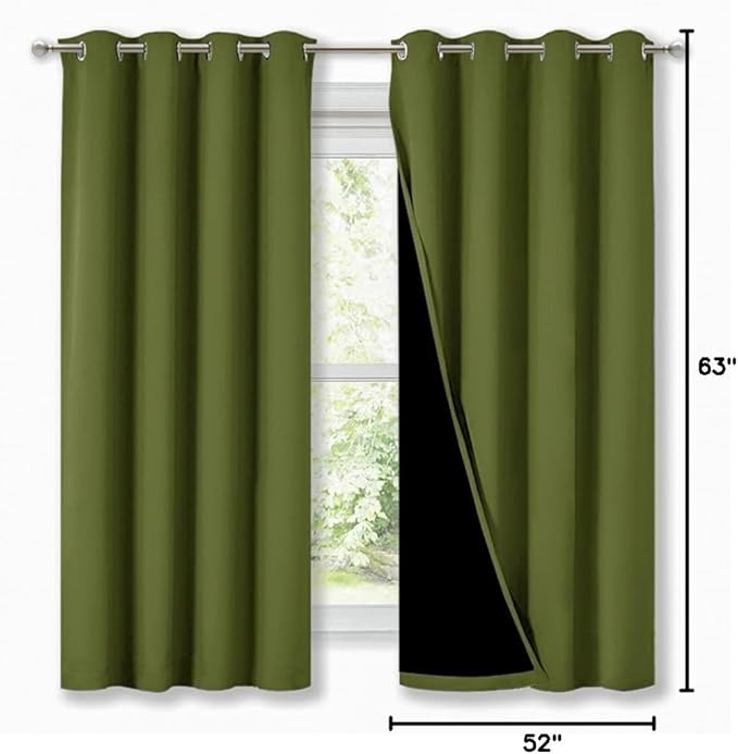 NICETOWN 100% Blackout Curtain Panels, Thermal Insulated Black Liner Curtains