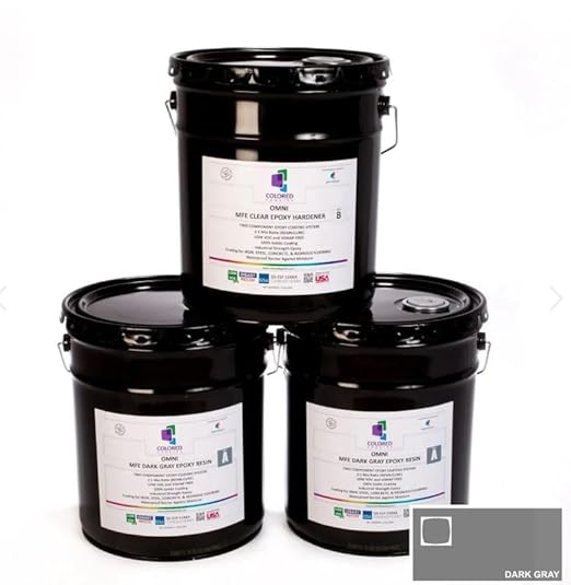 colored epoxies Dark Gray Epoxy Resin Coating Made with Beautiful and Vibrant Pigments, 100% solids, For Garage Floors, Basements, Concrete and Plywood. 15 Gallon