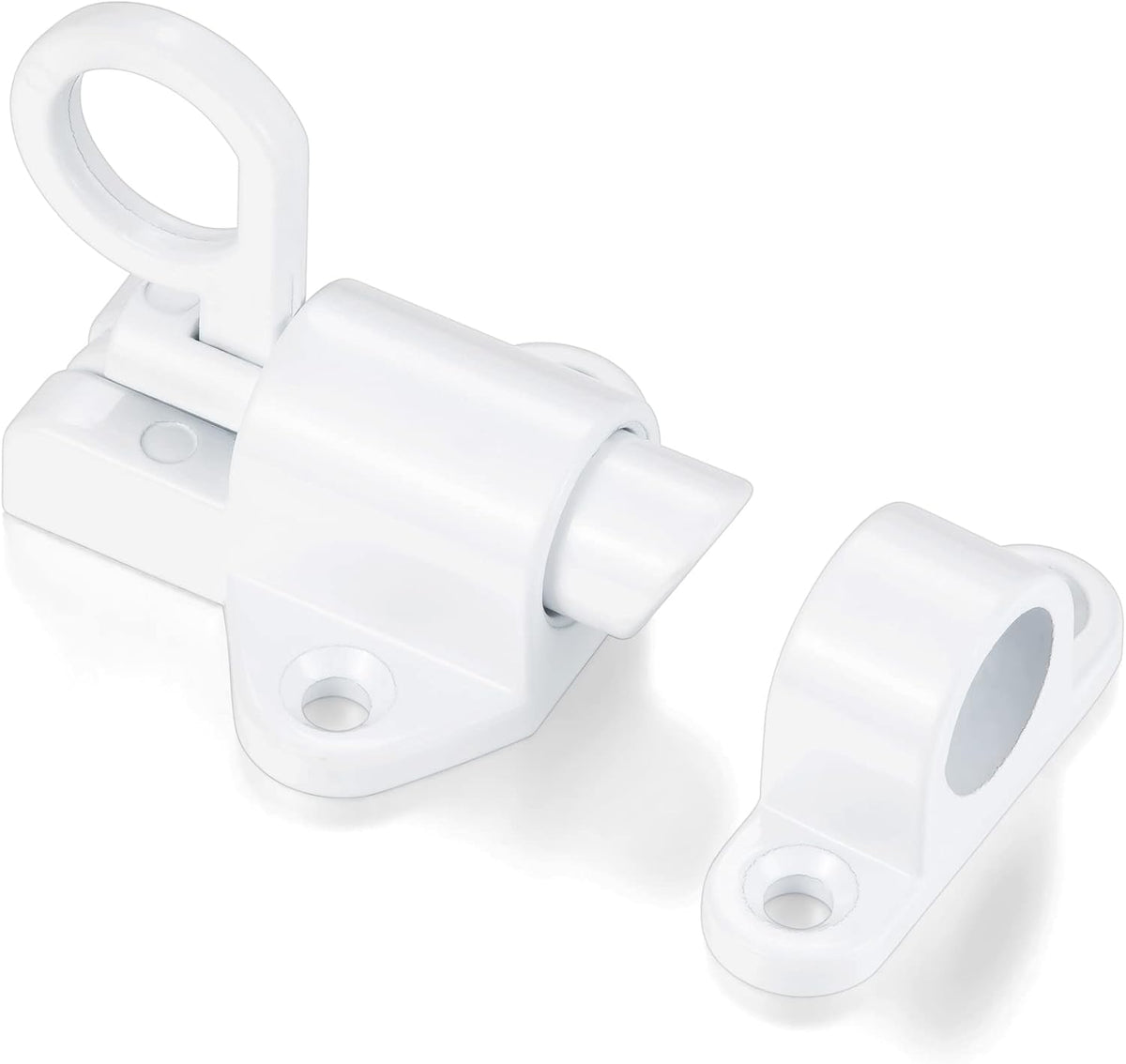 3 Packs Self-Closing Latches,White Spring Door Lock,Resilient Bolt Latch Aluminum Alloy Safety Automatic Spring Barrel Slide Door Lock with Screws,Used for Gate,Window and Cabinet etc