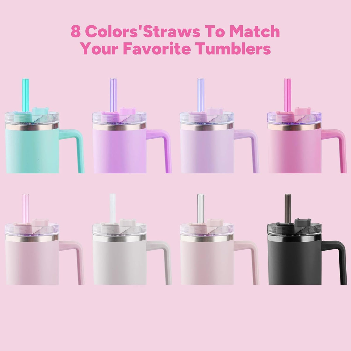 Stanley 6PCS Reusable Tritan Straws - Replacement Straws with Cleaning Brush for 40oz & 30oz Tumblers | Black