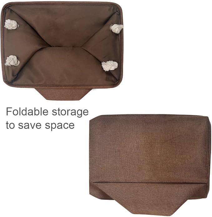 WarmHome Fabric Storage Bin Shelf Basket for Home, Closet(Brown-3 Pack, 13.8L9.8W6.7H)