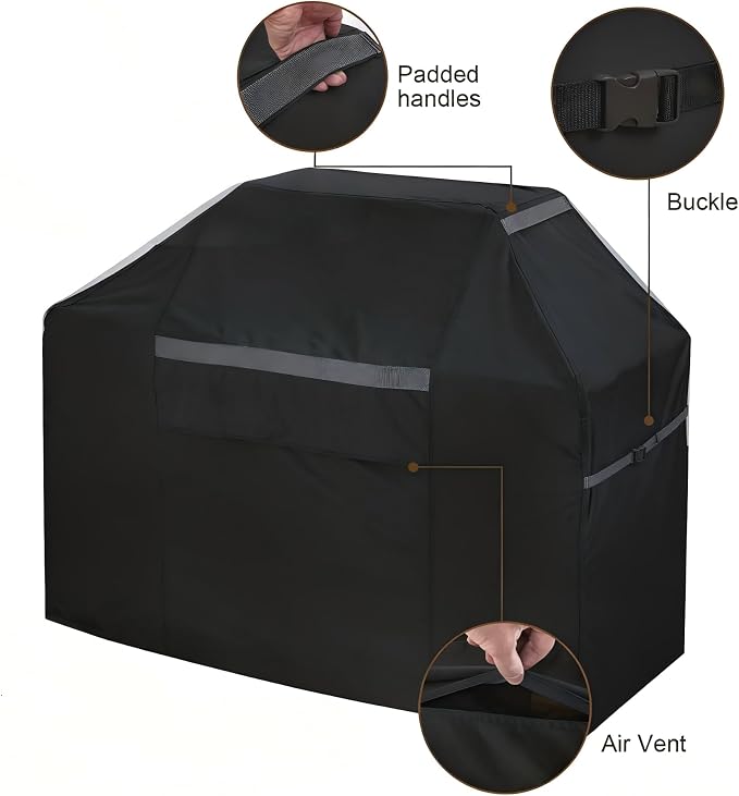 72 Inch Waterproof BBQ Grill Cover - UV Fade Resistant Heavy Duty Black Cover, Outdoor Patio Grill Cover for Weber Char-Broil Nexgrill