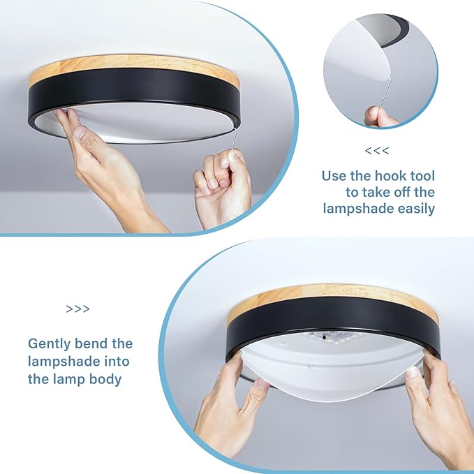 Dimmable Wood LED Ceiling Light Fixture, 5CCT 2700K-6000K Modern White Flush Mount Ceiling Lighting, Minimalist Round Ceiling Lamp for Bedroom, Kitchen, Laundry Room, Hallway, 11.81in