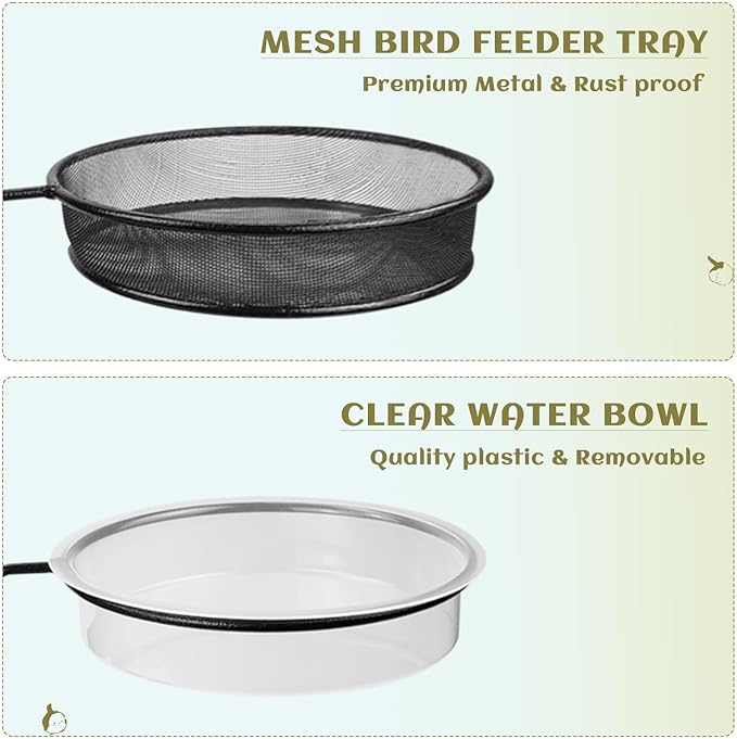 Deck Bird Feeders Platform Bird Feeder Deck Mount Bird Bath Spa for Dual Use Deck Flower Stand Flower Pot Great for Attracting Birds Detachable and Adjustable Heavy Duty Sturdy Steel,Bronze
