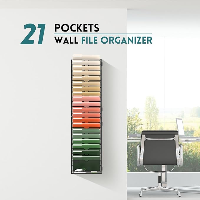 SUPEASY 21 Tier Wall File Organizer, Hanging Wall Mounted Mail Organizer