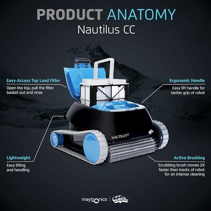 Dolphin Nautilus CC Automatic Robotic Pool Vacuum Cleaner Includes Caddy and Classic Cover for Storage and Protection, Ideal for In-Ground Pools up to 33 FT in Length
