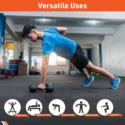 Body Sport Hex Dumbbell | Rubber Encased Weight for Strength Training | Ideal for Home Gym