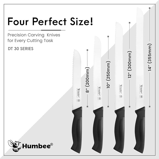 10-Inch Serrated Bread Knife, Premium High Carbon Stainless Steel Blade Knife for Bread with Ergonomic Handle, NSF Certified, DT-30 Series, Black