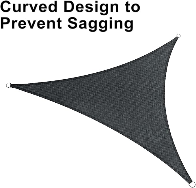 LOVE STORY 13' x 13' x 13' Graphite Grey Triangle Sun Shade Sail Canopy UV Block for Outdoor Patio Garden Backyard