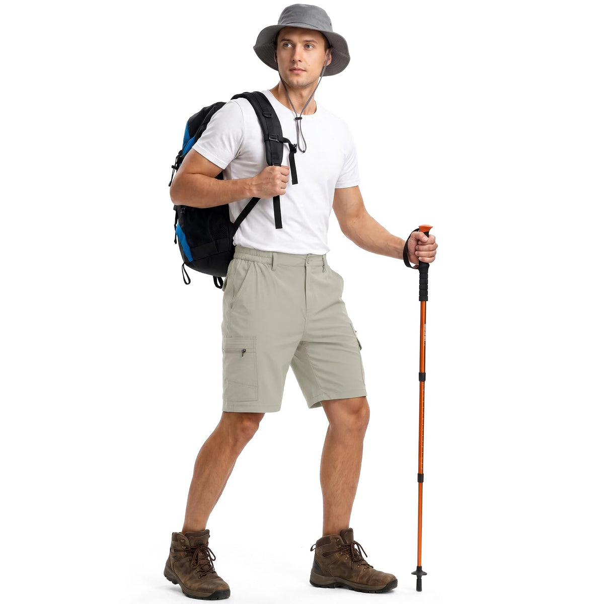 Jessie Kidden Mens Outdoor Casual Expandable Waist Lightweight Water Resistant Quick Dry Fishing Hiking Shorts (6222 Grey Green 30)
