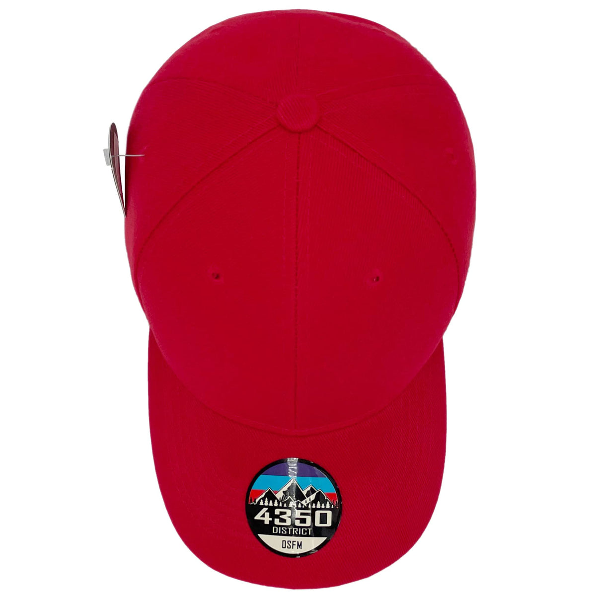 4350 DISTRICT Unisex-Adult Plain Solid Curved Baseball Cap (Y4361-RED)