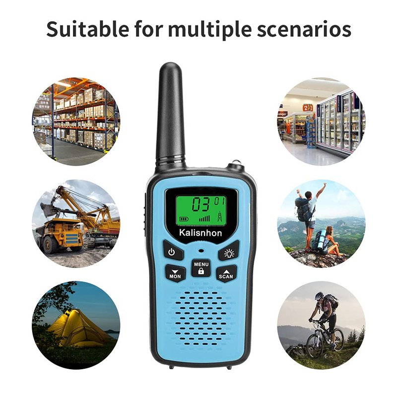 Walkie Talkies for Adults,Kalisnhon walkie talkies with 22 FRS Channels,walkie Talkie Long Range with Flashlight VOX LCD Display Two Way radios for Cycling Camping Hiking(2 Pack) 2-Blue