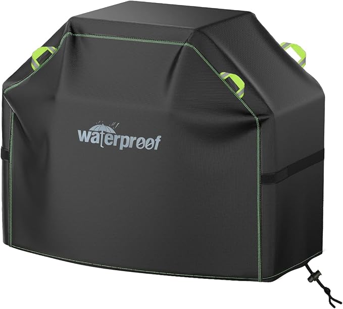 Grill Cover, 58 inch BBQ Grill Cover for Outdoor Grill, 420D Waterproof Fabric, UV & Fade Resistant, All-Weather Barbecue Gas Grill Cover with Handles, Straps & Adjustable Drawstring