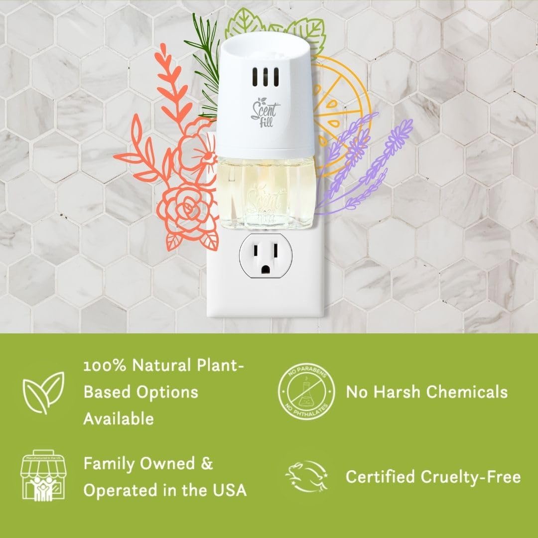 Scent Fill 100% Natural Patchouli Spa Plug in Air Freshener, Scented Oil Refills, 3 Refills