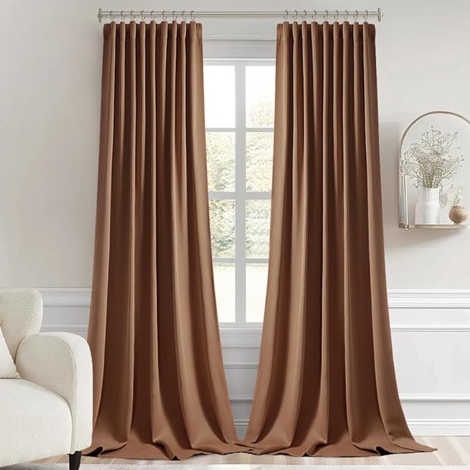 MIULEE Back Tab Blackout Curtains 102 Inch Long 2 Panels Set
