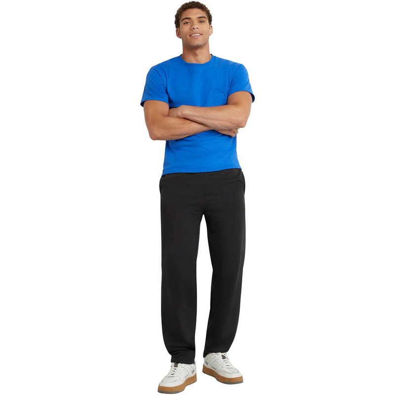 Hanes Men's EcoSmart Open Leg Pant with Pockets, black, XL
