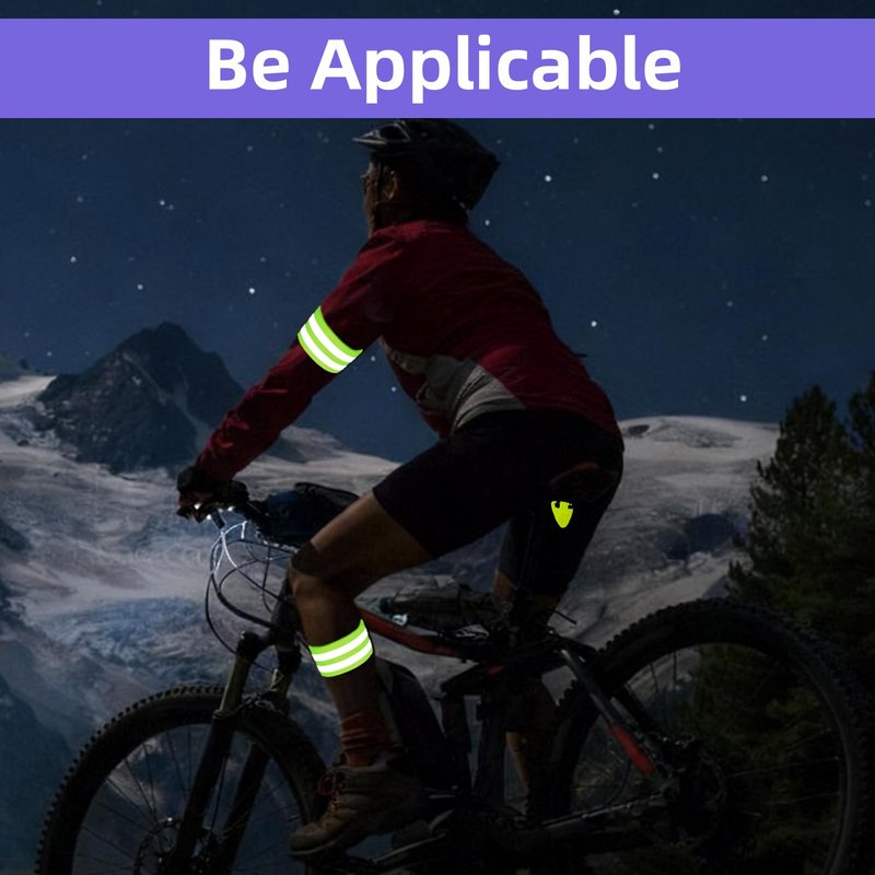 JVNZAM 4 Pairs High Visibility Reflective Bands Wristbands for Cycling Running, with 4 Fluorescent Green reflectors,Arm Wrist Ankle Bands, Leg Straps Safety During Nighttime (Black+Green)