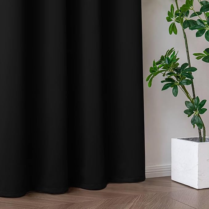 IGEMAEVE Black Blackout Curtains 96 Inch Length 2 Panels Set, Grommet Energy