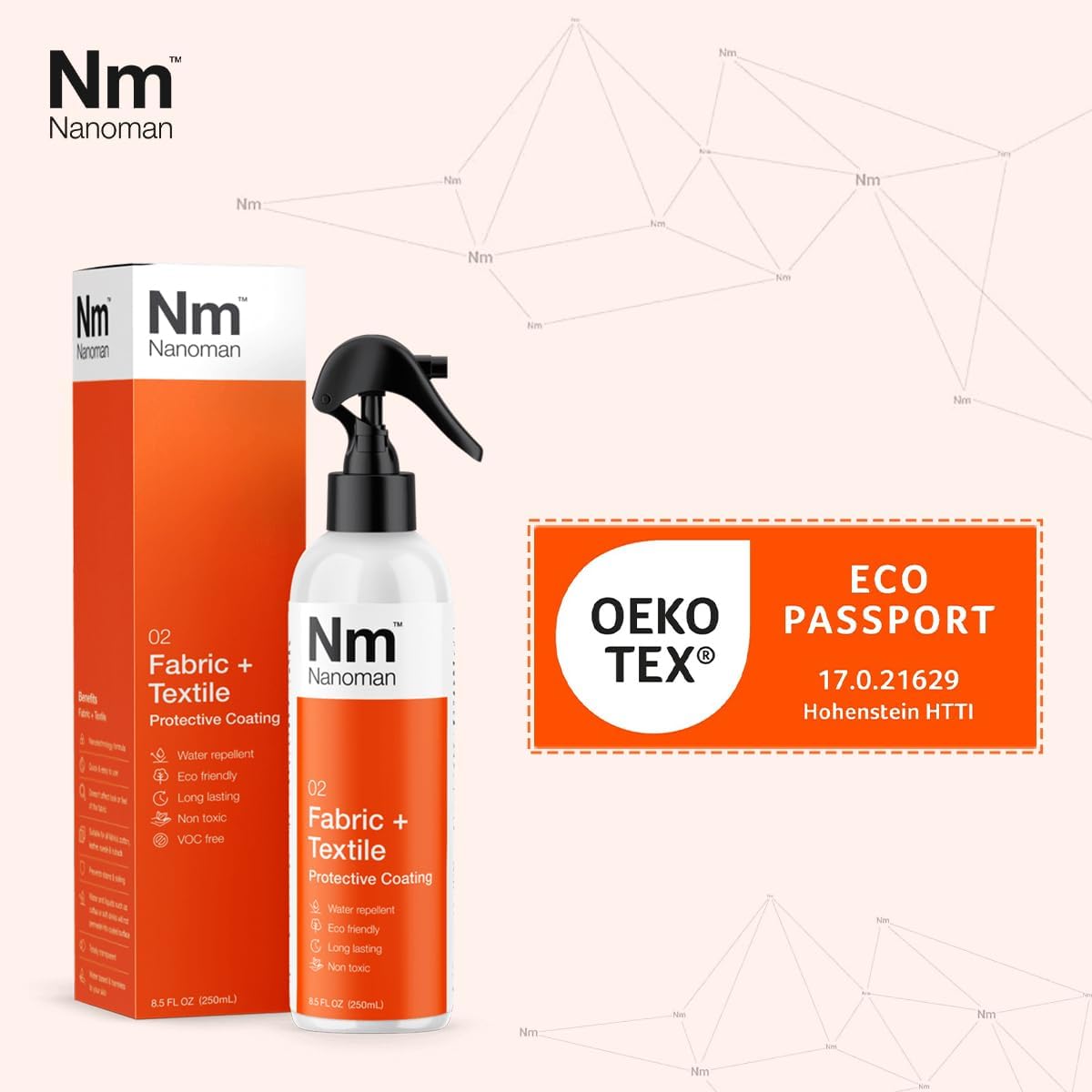NANOMAN Fabric Waterproof Spray – Protects Shoes, Fabric, Suede, Leather & More. Eco-Friendly, PFAS-Free, and Alcohol-Free Formula.