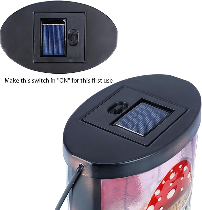 Hanging Solar Lantern Outdoor Waterproof Mushroom Solar Lights Glass Tabletop Decorative Lamp for Outdoor Patio Garden Outside Yard Decor