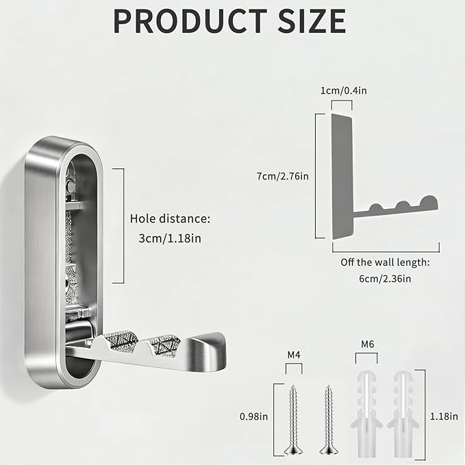 6PCS Foldable Wall Hooks, Zinc Alloy Flip Down Hooks, Retractable Wall Hooks