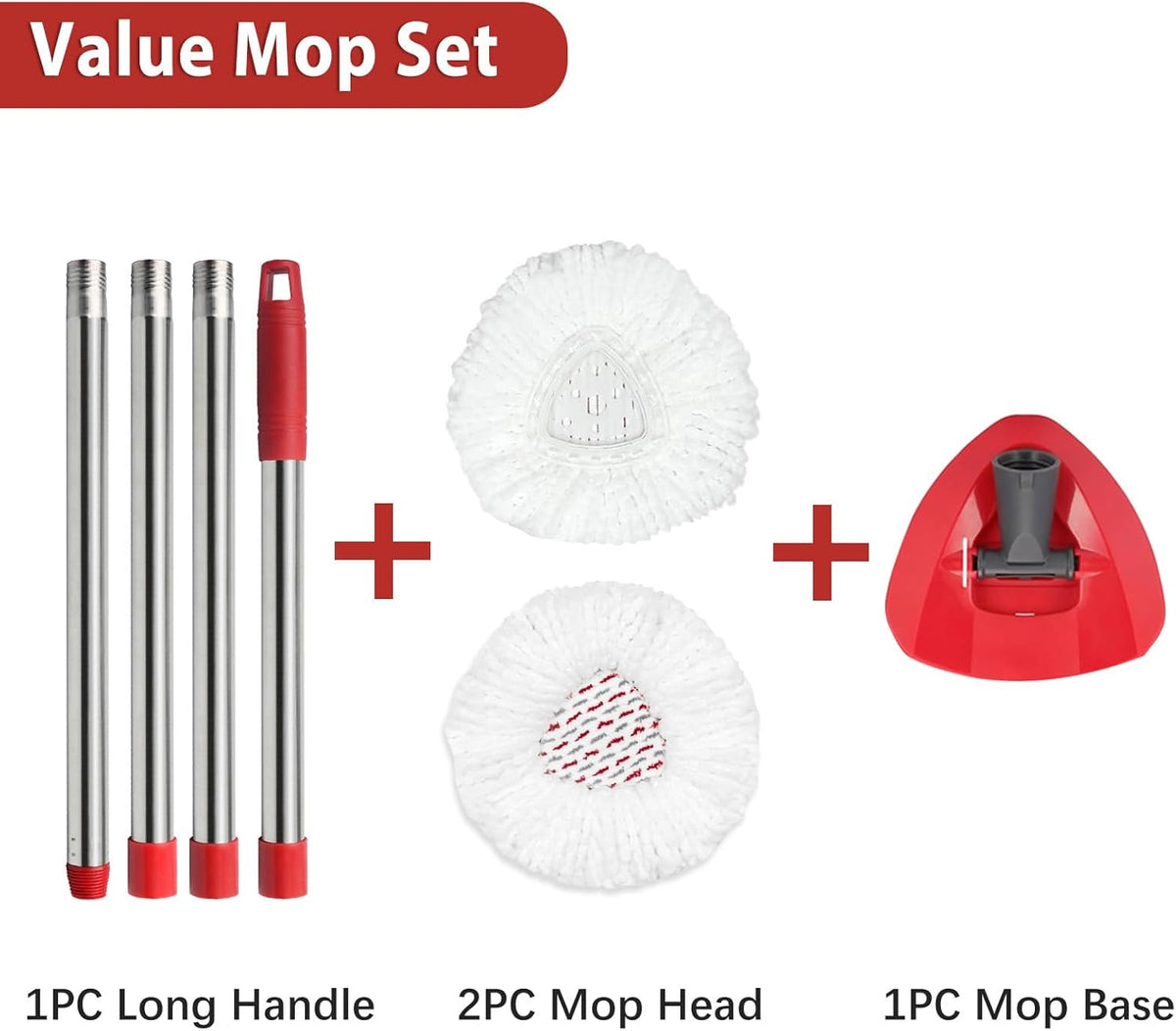 Microfiber Spin Mop Replace Head, Mops Base, Handle Compatible with O Cedar EasyWring 1-Tank Spin Mop Refills (New White-Centre 40% More (1-Tank System))