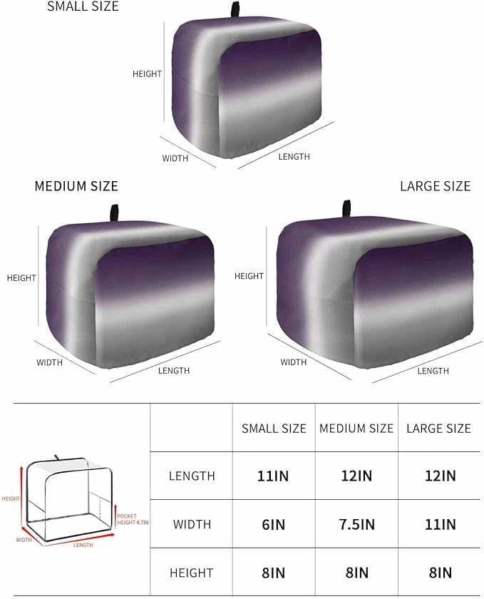 Toaster Cover 4 Slice Purple Grey Ombre Toaster Oven Cover with Pockets Gradient Gradual Color Dustproof Bakeware Protector Small Kitchen Appliance Dust Covers and Fingerprint Protection for Women