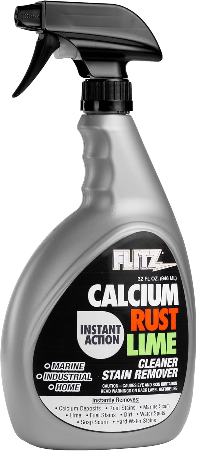 Flitz Calcium, Rust, & Lime Remover - 32oz Bottle of USA-Made Limescale Remover for Toilets, Showers, and More - Powerful Spray that Instantly Eliminates Tarnish, Grease, and Other Grime (1 Pack)