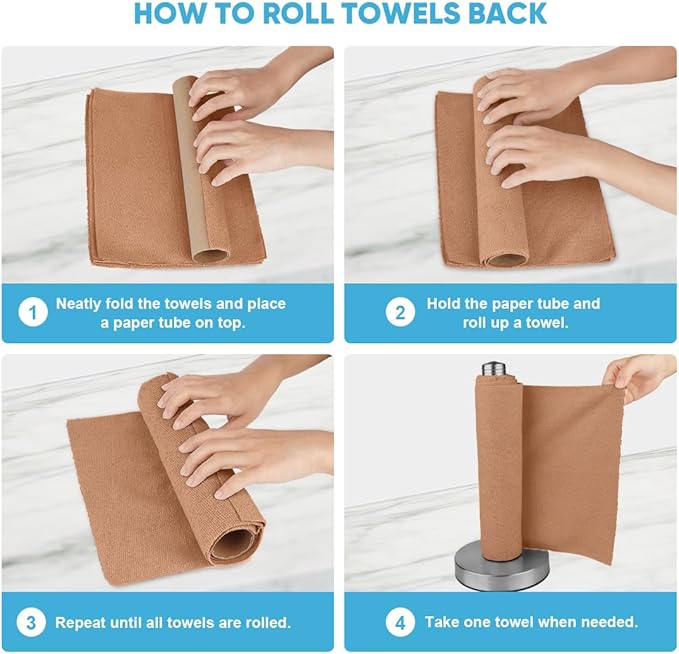 AIDEA Microfiber Cleaning Cloth Roll, 55 Sheets Shop Towels Washable, Microfiber Towels for Cars, Shop Rags Reusable Paper Towel for Automotive, Workshop, House, Kitchen, Cleaning Supplies11??9" Coffee