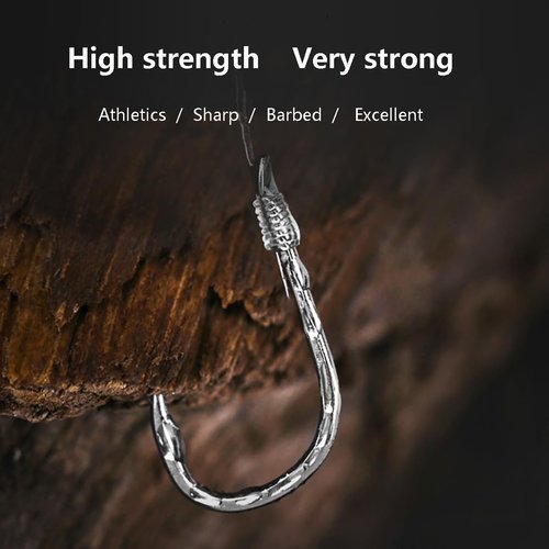 AMHDV Pre Tied Fishing Hooks on Line, Small Fish Hook with Leaders (Pack of 20) (Black, 10# (3.3-6.6lb))