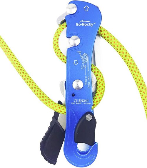 Climbing Stop Descender Rappelling Anti-Panic Belay Devices for 9-12mm Rope Rescue Equipment Hand Controls Desingned