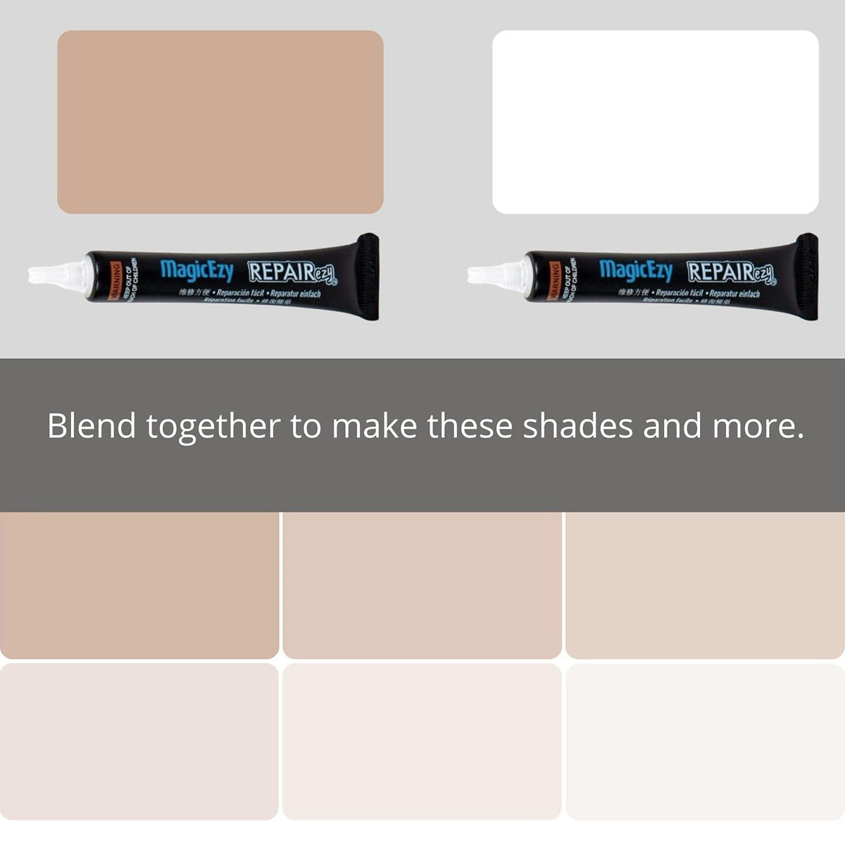 MagicEzy Tile Repairezy - (Beige/White Kit) Ceramic Floor Tile Repair Kit - Super Strong Tile Gap Filler - Fix Cracks, Chips, Holes Fast.