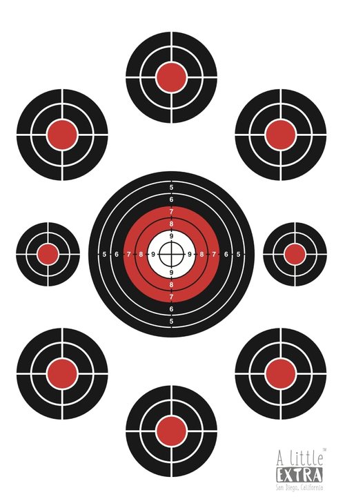 50 Pack Paper Shooting Target Silhouette Bundle - Black & White and Red - 17"x25" (Front and Back) - Indoor & Outdoor
