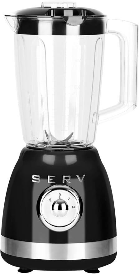 Servappetit Retro Serv 52oz Electric Blender 300W Vintage-Style Blender with Powerful Motor, AS Material, Timeless Black Finish, Smoothie, Shake, and Soup Maker