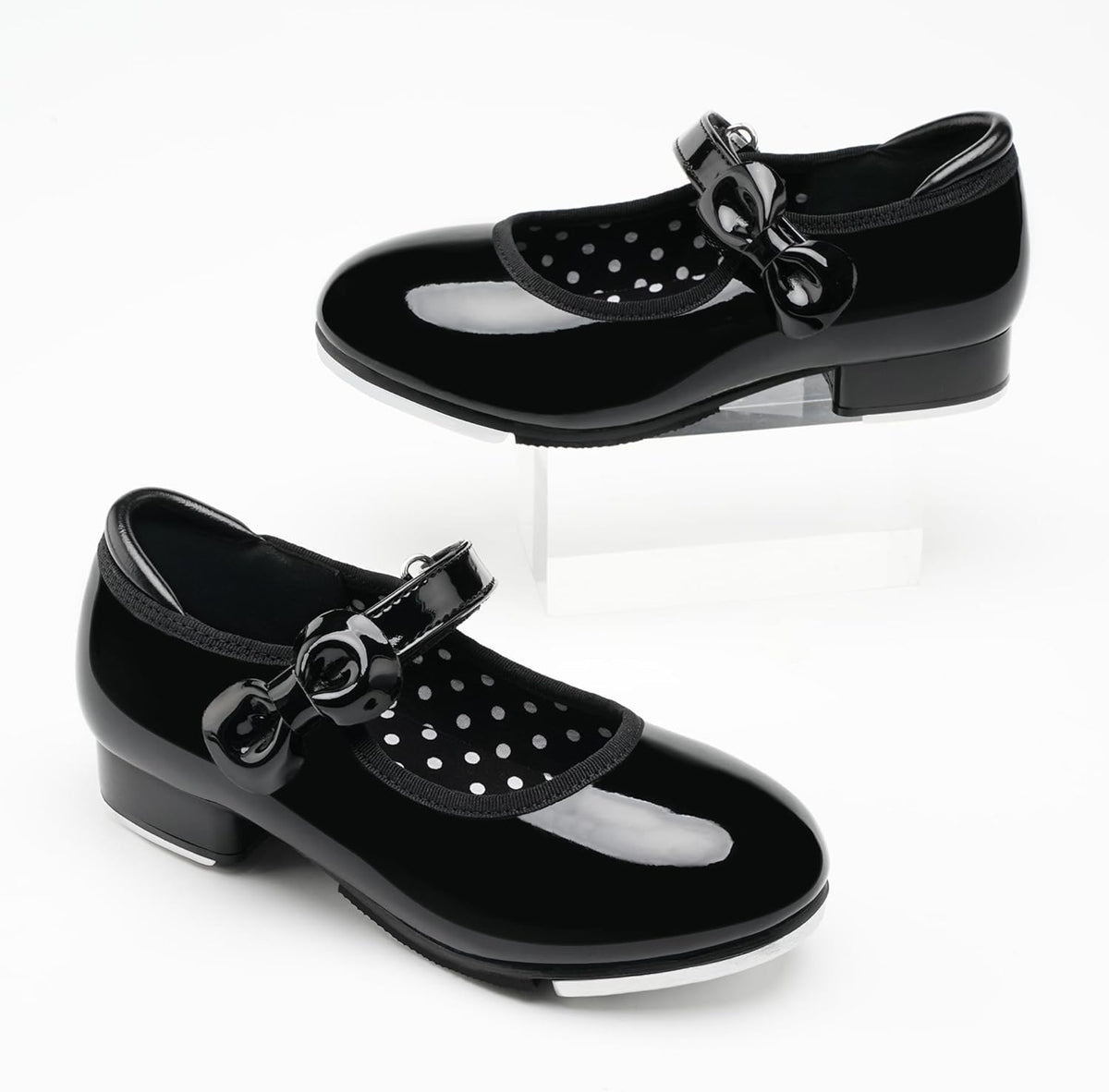 Stelle Girls Tap Shoes - PU Leather Dance Shoes with Easy Strap | Toddler to Big Kid Sizes