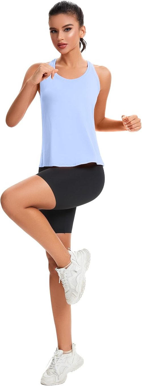MathCat Women's Racerback Workout Tank Tops - Loose Fit Yoga & Running Shirts (XS-XL)